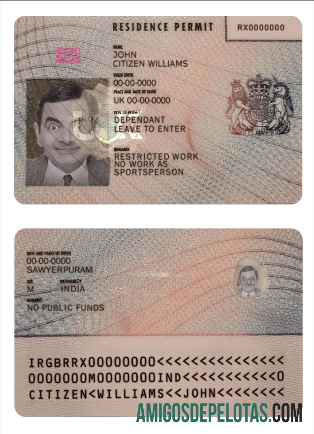 Autorização de residência no Reino Unido exemplo real